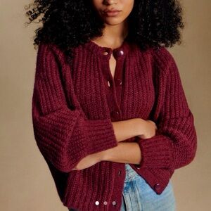Sezane Burgundy Emile Cardigan